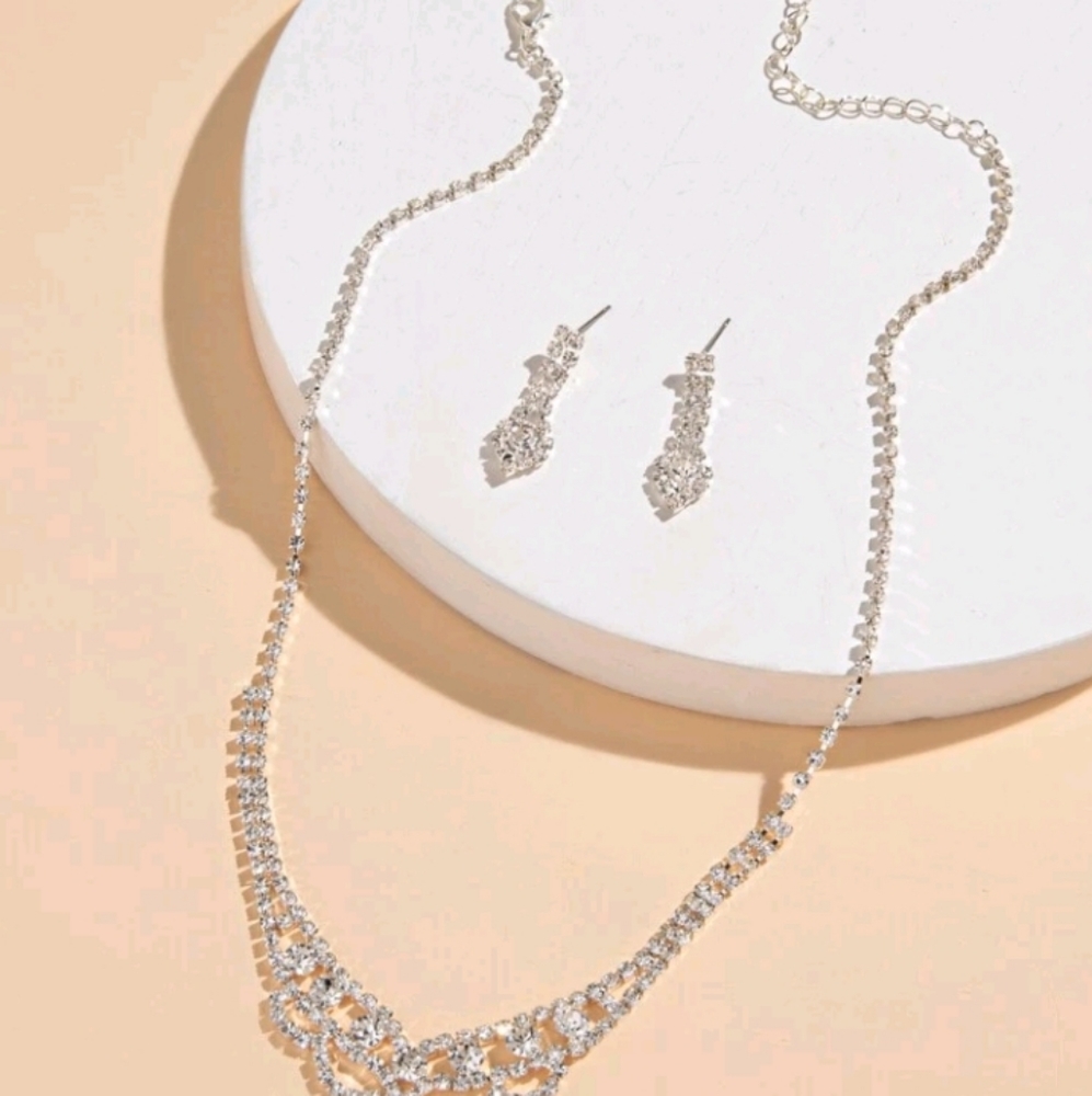 Rhinestone Decor necklace and earrings